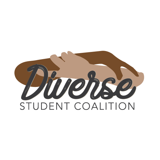 holding hands of different skin tones with Diverse Student Coalition written under